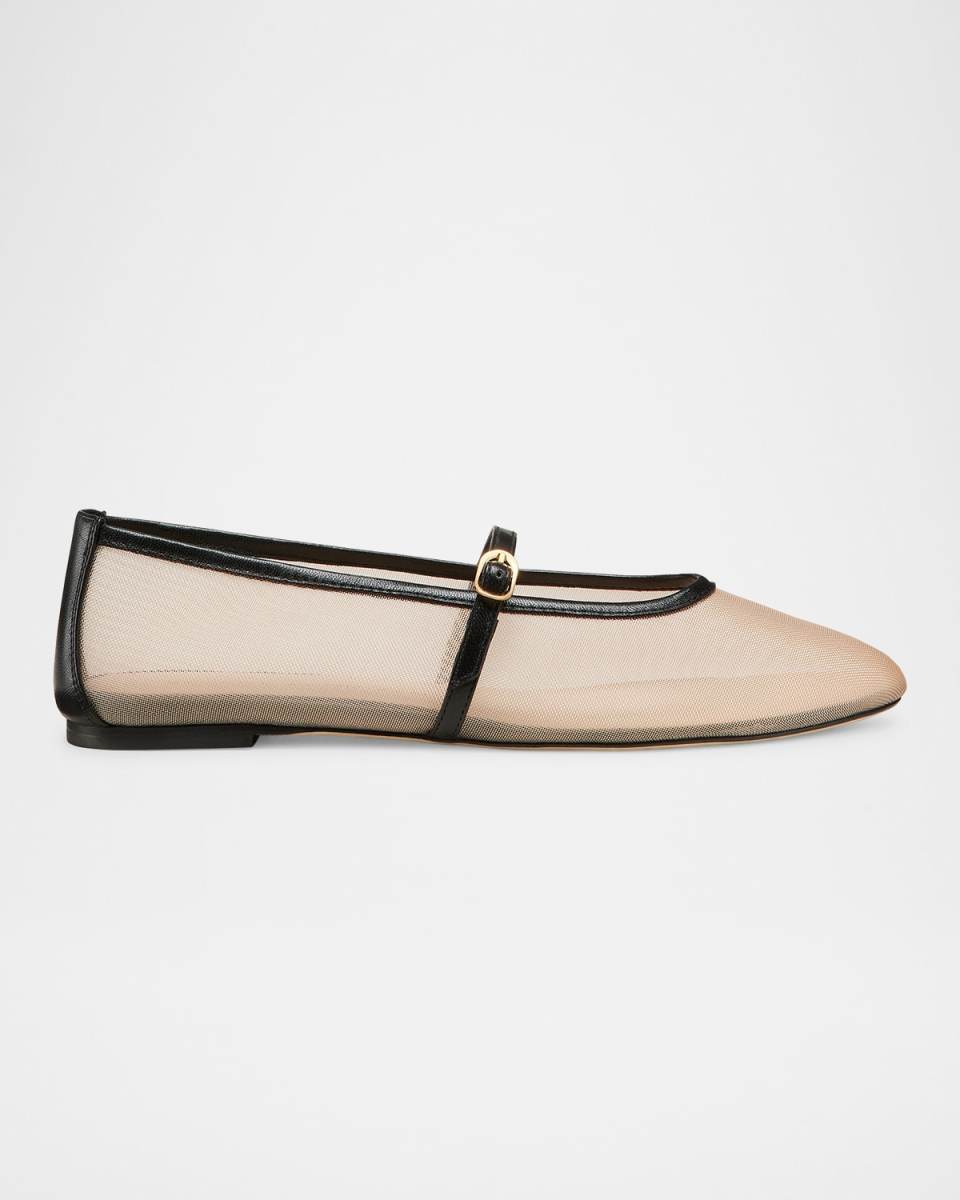 Bareitall Mesh Leather Mary Jane Flats